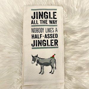 Primitives by Kathy Jingle All The Way Donkey Tea Towel